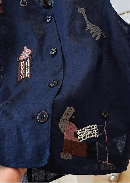 White Vest Sleeveless Embroideried Neck Cotton V Women