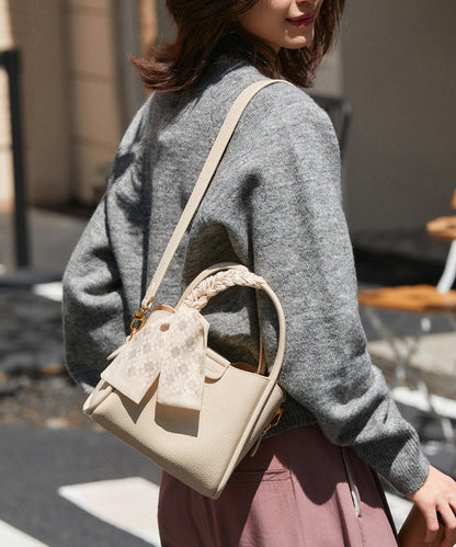 Versatile White Tote Leather Women Handbag Faux