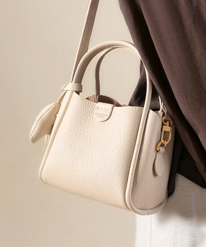 Versatile White Tote Leather Women Handbag Faux