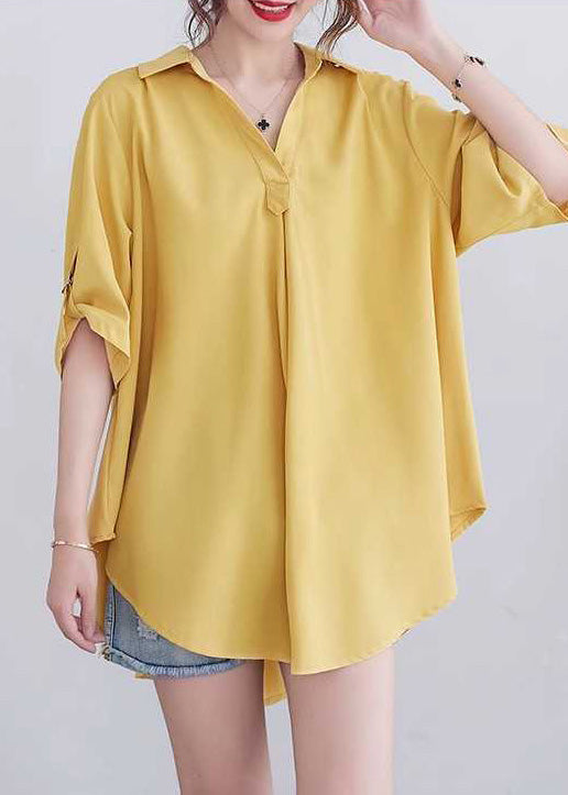 Summer Oversized Yellow Women Cotton Shirt