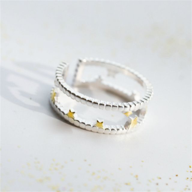 Sterling Layered Silver Star Ring Open