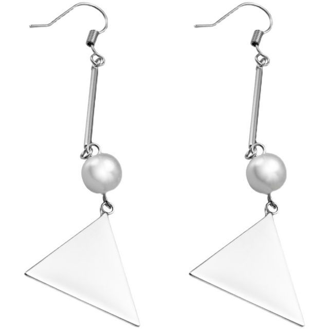 Pearl Sterling Triangle Faux Silver Earring Dangle