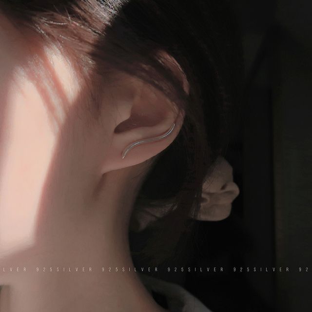 Wave Sterling Earring Pull Silver Through