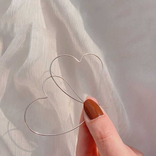 Heart Hoop Earring Silver Sterling