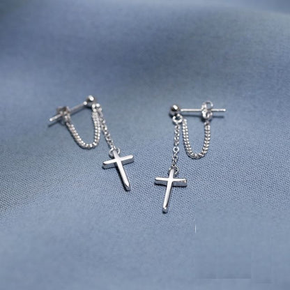 Sterling Drop Silver Earring Cross