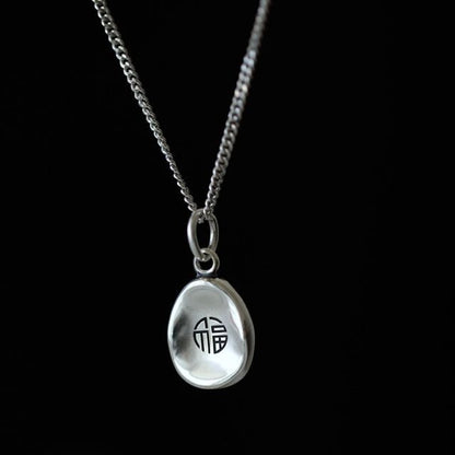 Necklace Pendant Chinese Characters Silver
