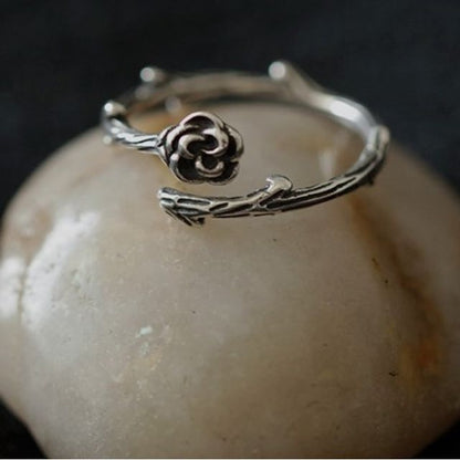 Ring Sterling Rose Silver Open