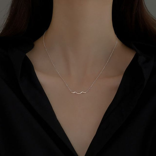 Silver Sterling Pendant Choker Wavy