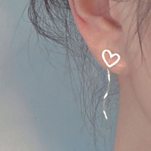 Dangle Heart Silver Sterling Earring