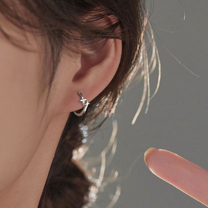 Silver Sterling Earring Hoop Star