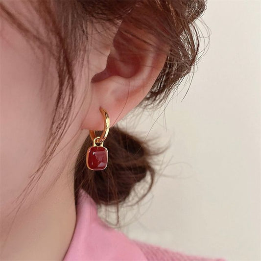 Earring Sterling Silver Square Dangle