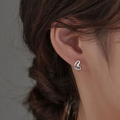 Sterling Earring Heart Silver