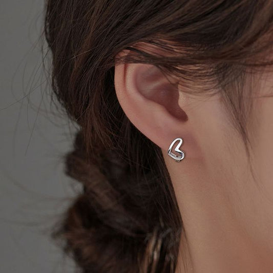Sterling Earring Heart Silver