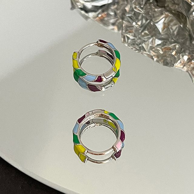 Glaze Hoop Earring Silver Sterling