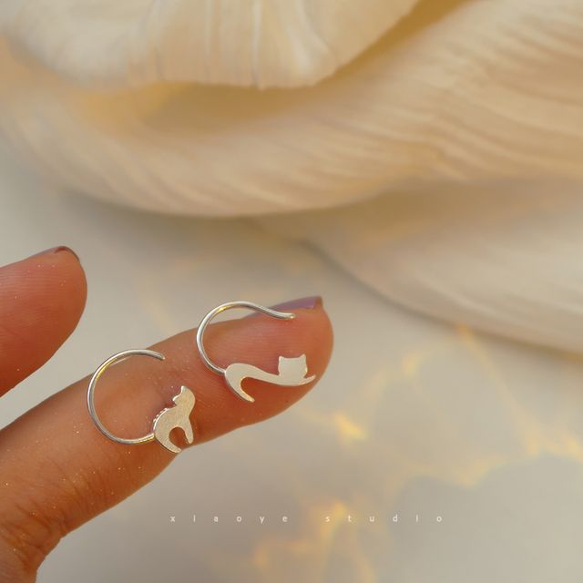 Earring Cat Silver Sterling