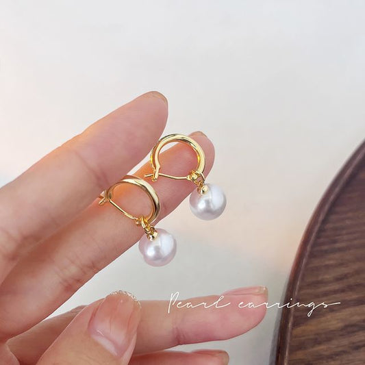 Pearl Silver Faux Dangle Earring Sterling