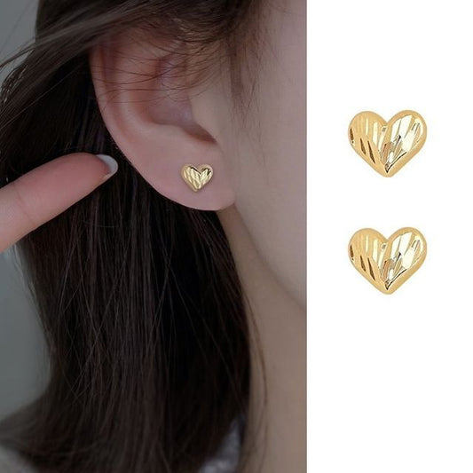 Silver Textured Sterling Earring Heart