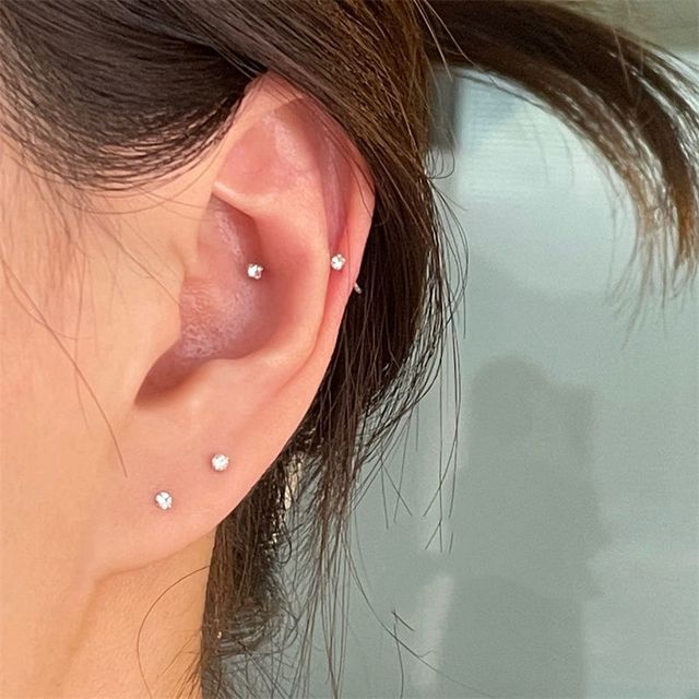 Earring 2 Set: Rhinestone Pair Stud Alloy