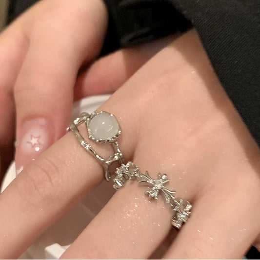 Cross Set Moonstone Open Faux / Ring