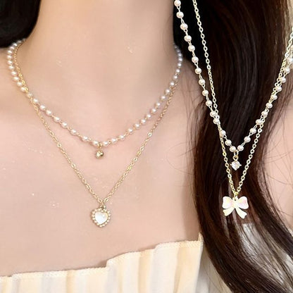Pearl Faux Necklace Layered