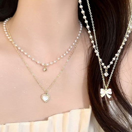 Pearl Faux Necklace Layered