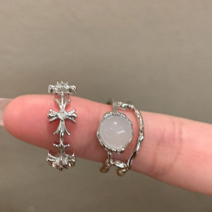 Cross Set Moonstone Open Faux / Ring