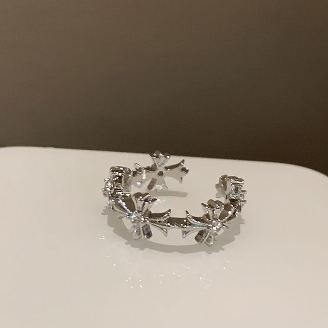 Cross Set Moonstone Open Faux / Ring