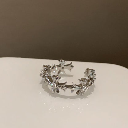 Cross Set Moonstone Open Faux / Ring