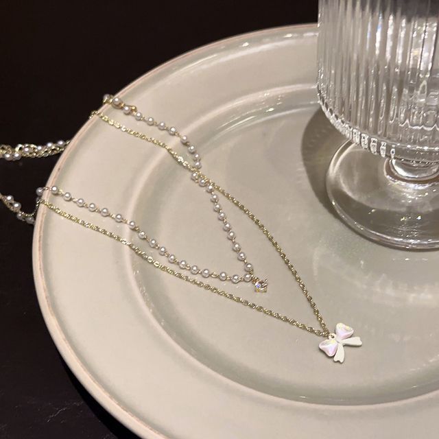 Pearl Faux Necklace Layered