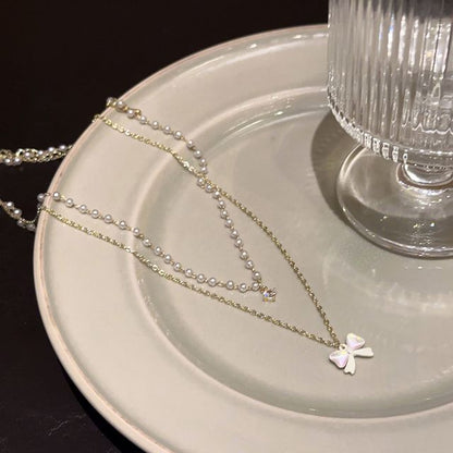 Pearl Faux Necklace Layered