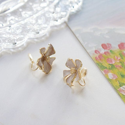 Earring Stud Glaze Floral Alloy