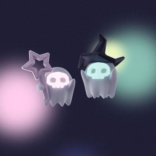 Halloween ) Stud ( Ghost Sterling Various Earring Designs Silver