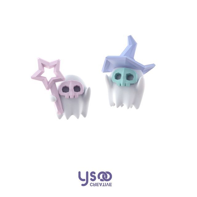 Halloween ) Stud ( Ghost Sterling Various Earring Designs Silver