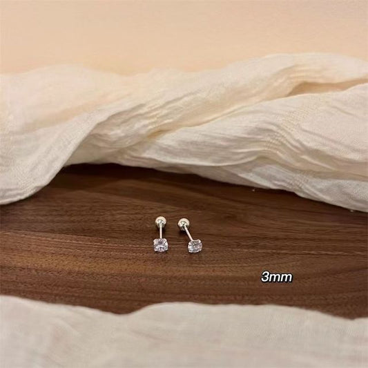 Silver Barbell Rhinestone Designs) Earring Sterling (Various