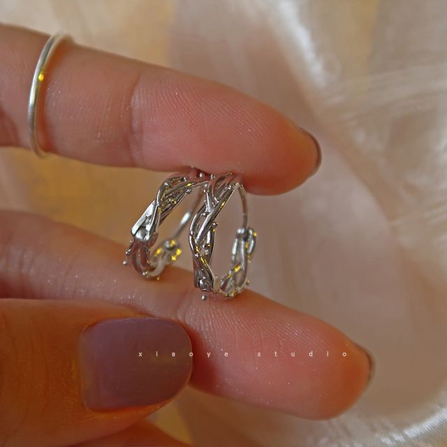 Earring Sterling Thorn Silver Hoop