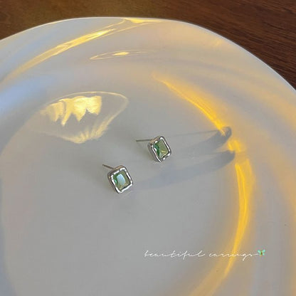 Rectangle Sterling Earring Stud Silver