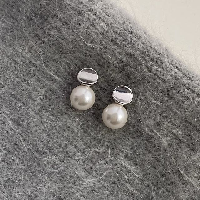 Earring Sterling Pearl Silver Faux Drop