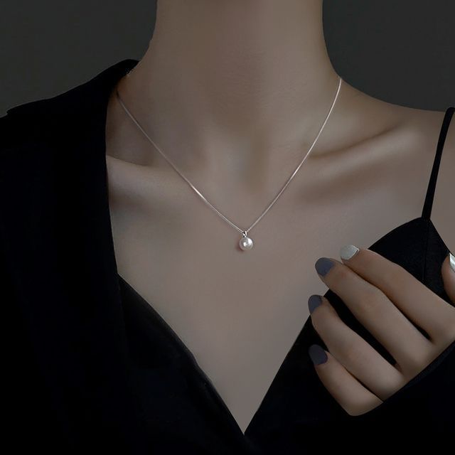 Faux Necklace Pendant Pearl Alloy