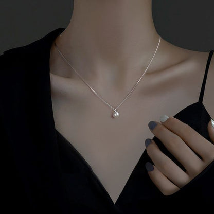 Faux Necklace Pendant Pearl Alloy