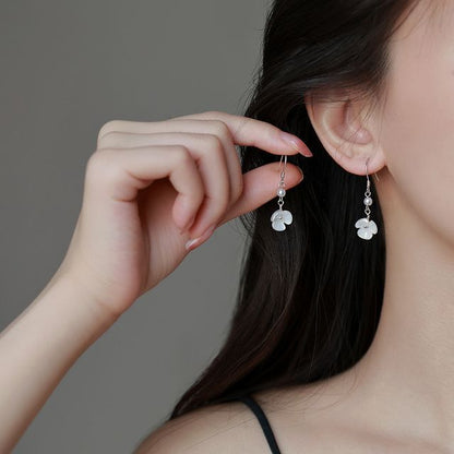 Dangle Faux Earring Alloy Floral Acrylic Pearl