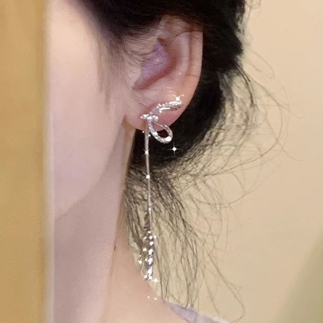 Bow Sterling Threader Earring Silver