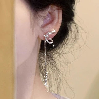 Bow Sterling Threader Earring Silver