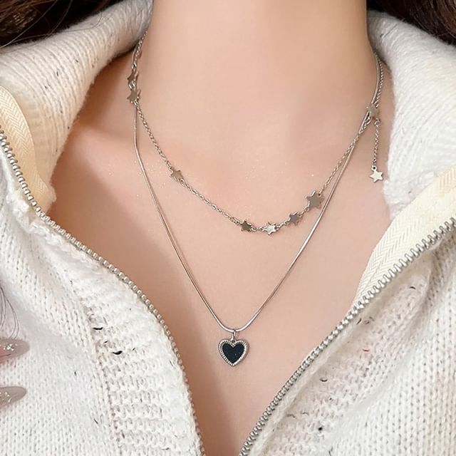 Necklace Alloy Pendant Heart / Star Choker Set