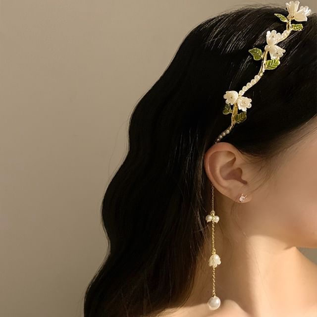 Floral Headband Faux Pearl