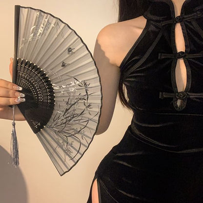 (Various Designs) Foldable Fan Hand Floral Fabric