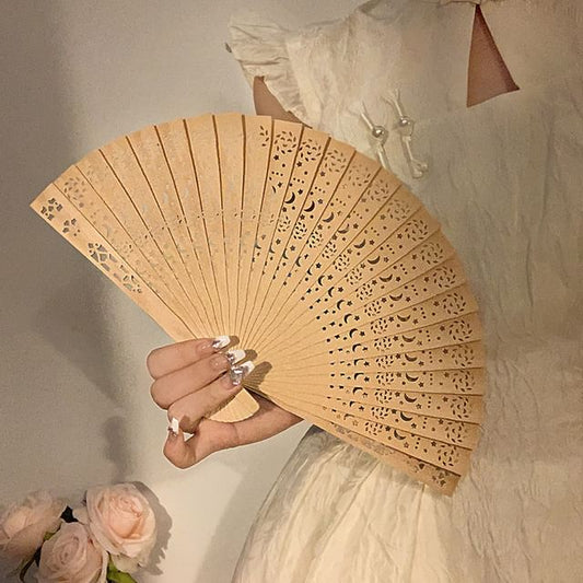 Fan Wooden Hand Cutout Foldable