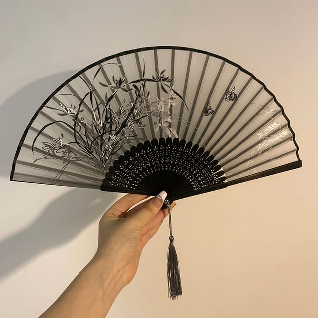 (Various Designs) Foldable Fan Hand Floral Fabric