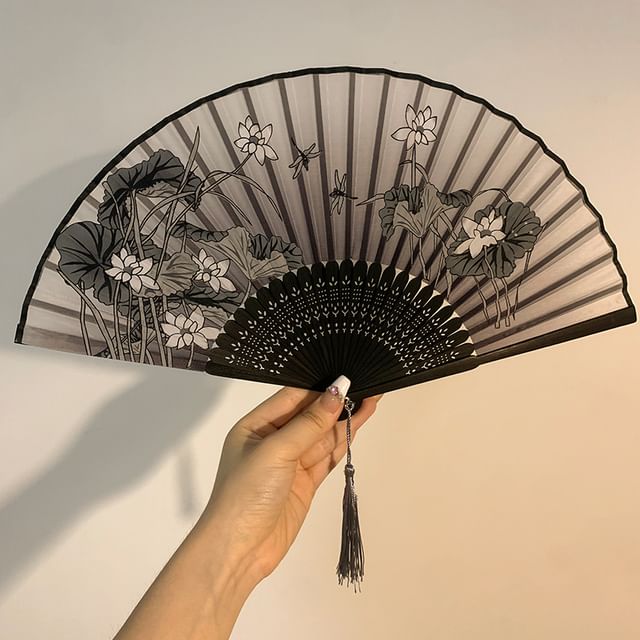 (Various Designs) Foldable Fan Hand Floral Fabric