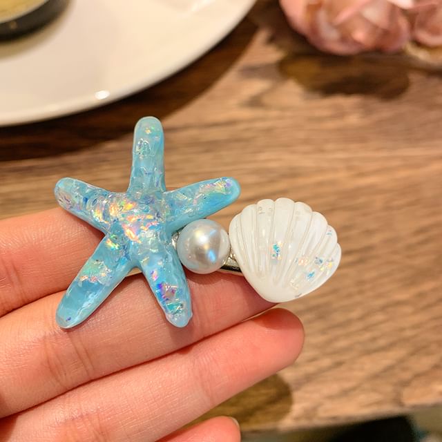 Pearl Faux Clip Starfish Shell Resin Hair /