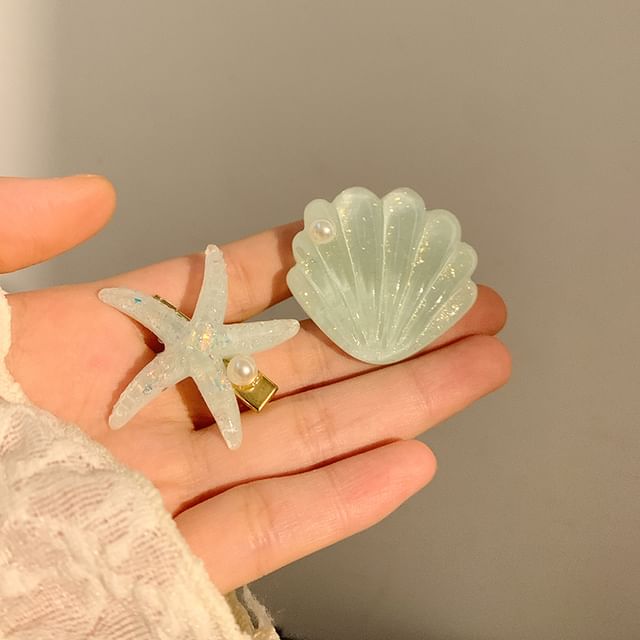Pearl Faux Clip Starfish Shell Resin Hair /